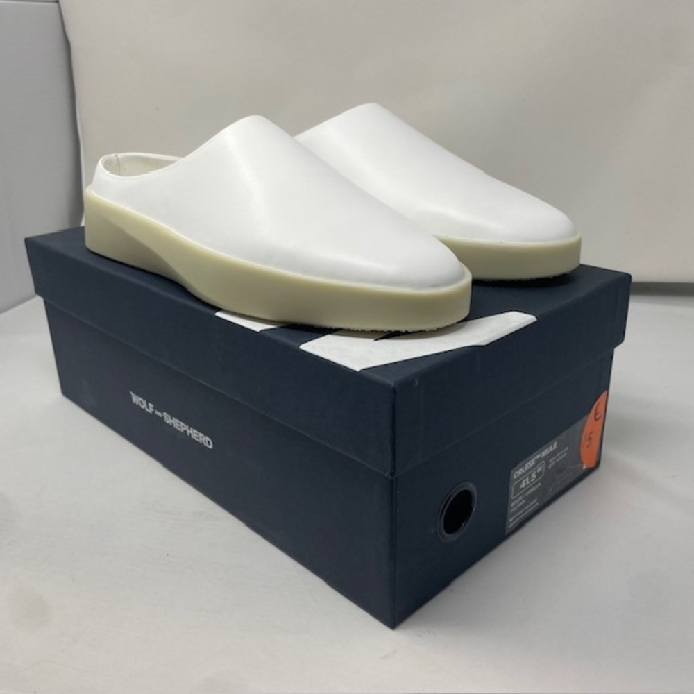 Wolf & Shepherd Cruise Mule White Vanilla Calfskin Leather Mens 8.5 EU 41.5